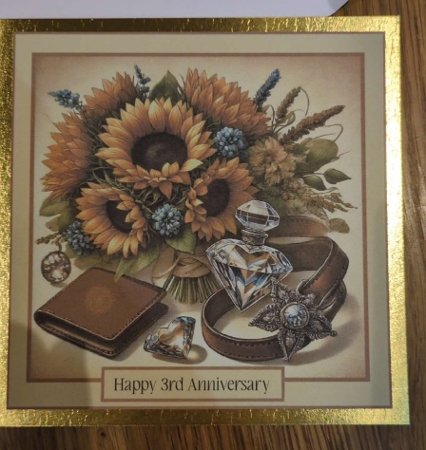 3rd Anniversary (leather crystal/glass sunflower) by Marion Harding