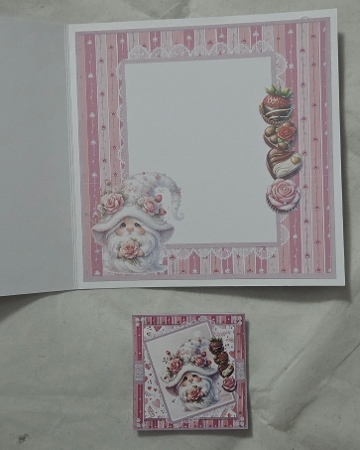 Valentines Gnomes & Bears 1: White Gnome/Pink Roses 7 x 7 Card Mini-Kit, 6 A4 Sheets by Marion Harding