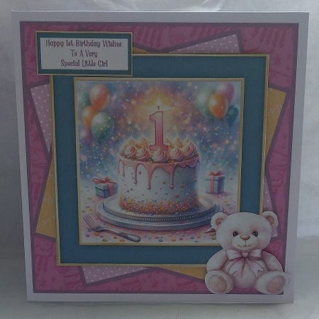 Happy 1st Birthday Little Girl - 7x7 Mini Kit by Marion Harding