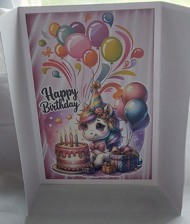 Lovely Gatefold With Balloons Cute Unicorn (THREE) by Marion Harding