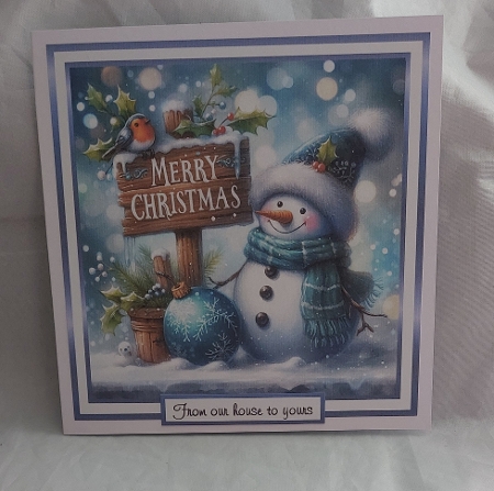 blue christmas snowman 1 by Marion Harding