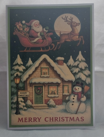 Christmas Santa Sleigh A4 by Marion Harding