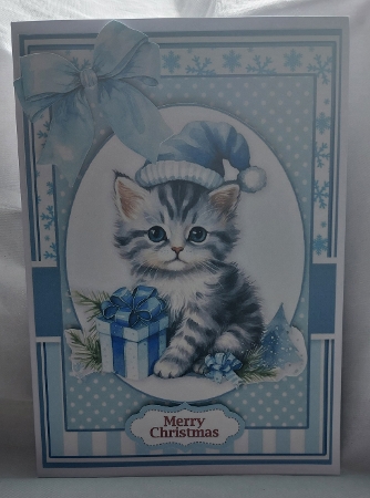 Pretty Blue Christmas Kitten by Marion Harding