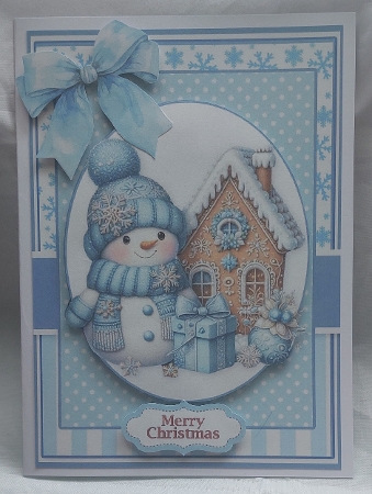 Pretty Blue Christmas Snowman by Marion Harding