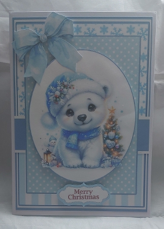 Pretty Blue Christmas Polar Bear by Marion Harding