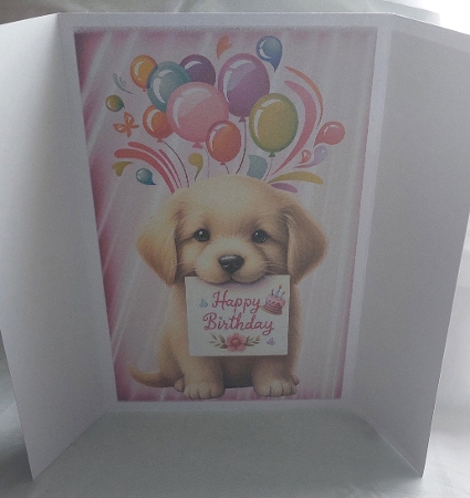 Pink Gatefold, With Cute Puppy Birthday Gifts( TWO) by Marion Harding