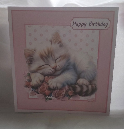 Cute Kitten With Flowers In Polkadot 8X8 Toppers (THREE) by Marion Harding