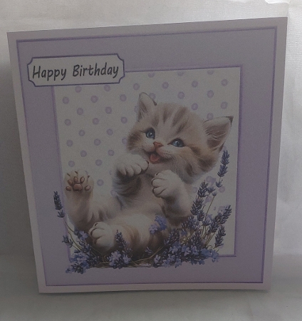 Cute Kitten With Flowers In Polkadot 8X8 Toppers (FOUR) by Marion Harding