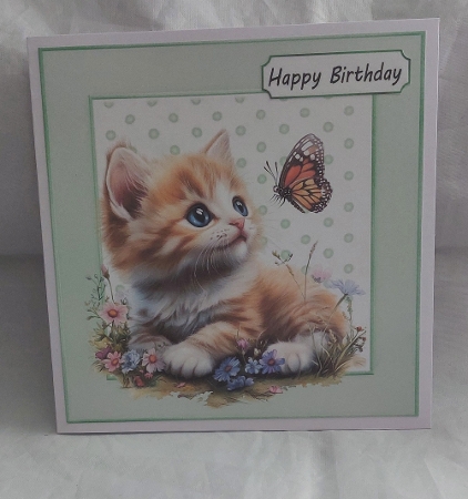 Cute Kitten With Flowers In Polkadot 8X8 Toppers (SIX) by Marion Harding