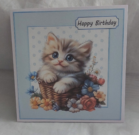 Cute Kitten With Flowers In Polkadot 8X8 Toppers (EIGHT) by Marion Harding
