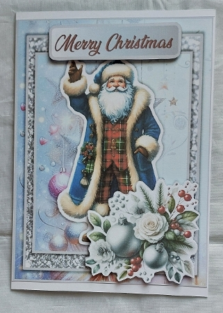 Christmas Santa Card Front 1 with decoupage and tags  by Marion Harding