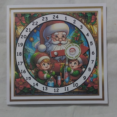 stained glass advent calendar cards santa elves by Marion Harding