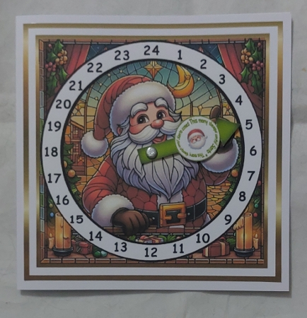 stained glass advent calendar cards santa 4 by Marion Harding