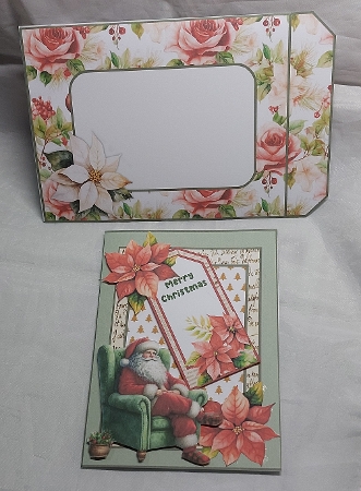Santa in Slipper Card Kit 1 with main card base, decoupage, envelope JPEGS and PDF by Marion Harding