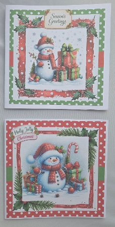 10 Christmas Snowmen Card Fronts 7x7inches.(new) by Marion Harding