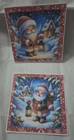 Santa with lantern CARD FRONTS by Marion Harding