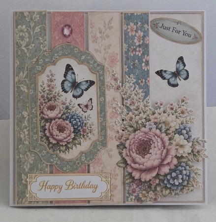 Butterfly Serenity Topper – Pink & Blue Floral Joy Card Front by Marion Harding
