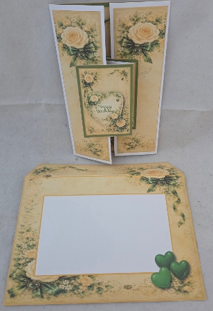 Romantic Yellow & Emerald Birthday  - Double  Accordion Card by Marion Harding