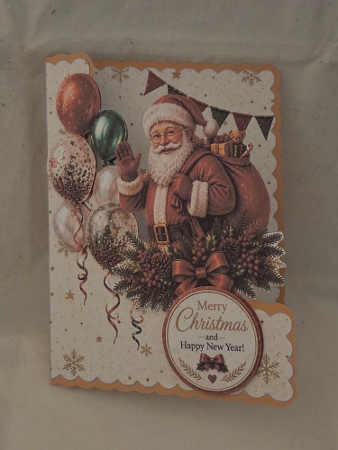 Santa Claus with Festive Balloons Merry Christmas & Happy New Year Topper by Marion Harding