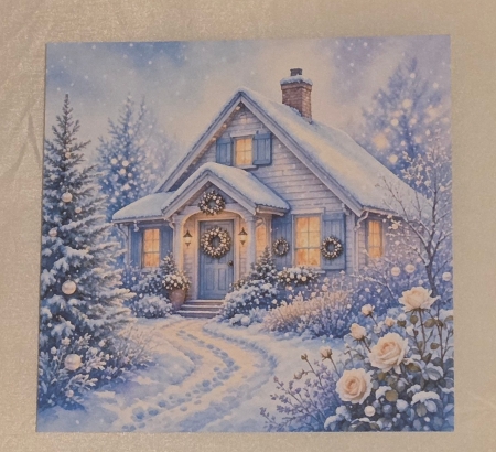 Winter Cottage Snowy Landscape Pattern 1024x1024 JPEG by Marion Harding