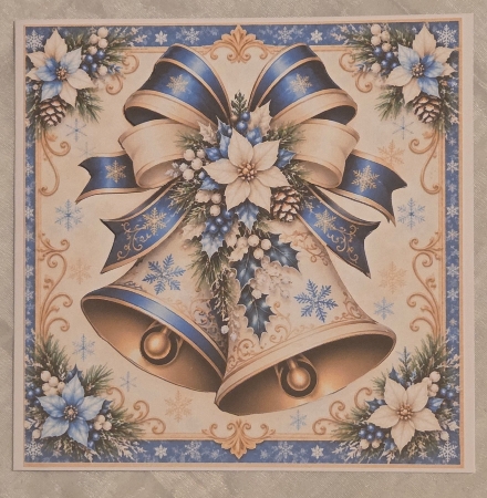 Golden & Blue Bells Christmas Card Topper by Marion Harding