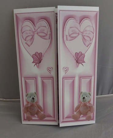 Little Baby Girl and Pink Crib, Gatefold by Marion Harding