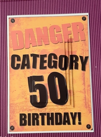 A5 Fun Novelty 50th Birthday Pyramage Topper by Marion Harding