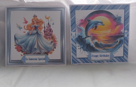 Lovely Blue Bubble Effect Sentiments in Ornate Tags by Marion Harding