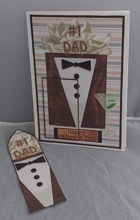 #1 Dad fathers day tuxedo bookmark with pocket card sheet by Marion Harding