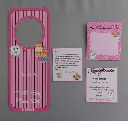 GIRL TOOTH FAIRY KIT LETTER AND ENVELOPE DOOR HANGER by Marion Harding