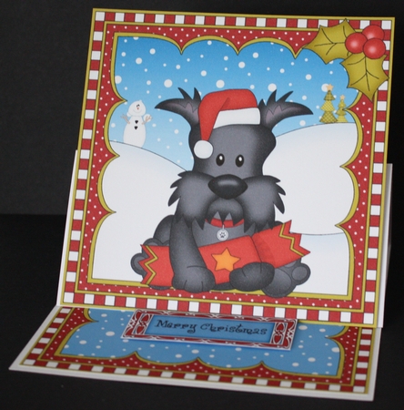 3D Easel Card Mini Kit - Cute Little Christmas Scottie Dog by Marion Kimberley-Scott