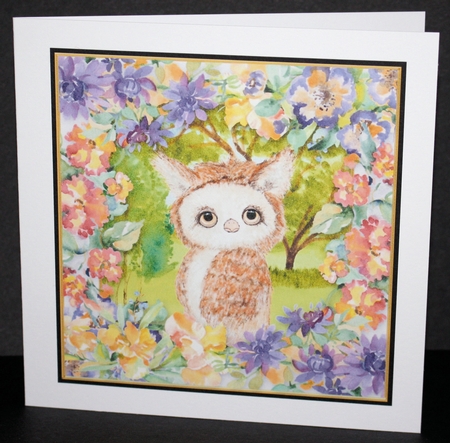 3 Multi floral owl card fronts/toppers by Marion Kimberley-Scott