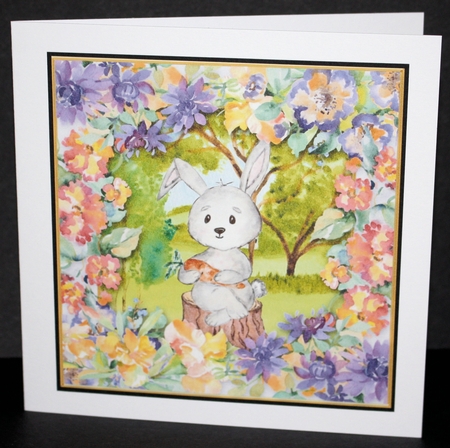 3 Multi floral rabbit card fronts/toppers by Marion Kimberley-Scott