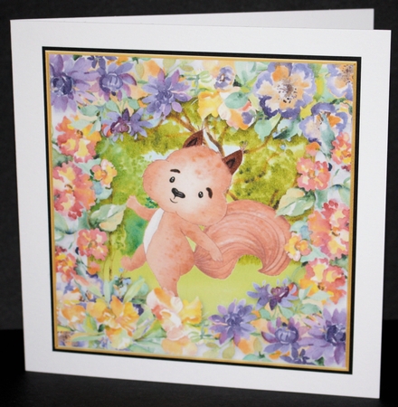 3 Multi floral squirrel card fronts/toppers 1 by Marion Kimberley-Scott