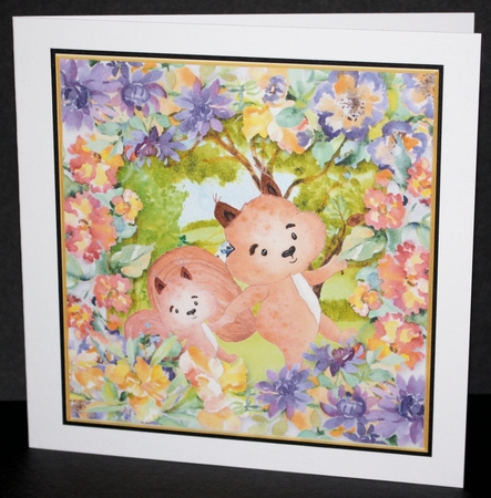 3 Multi floral squirrel card fronts/toppers 2 by Marion Kimberley-Scott
