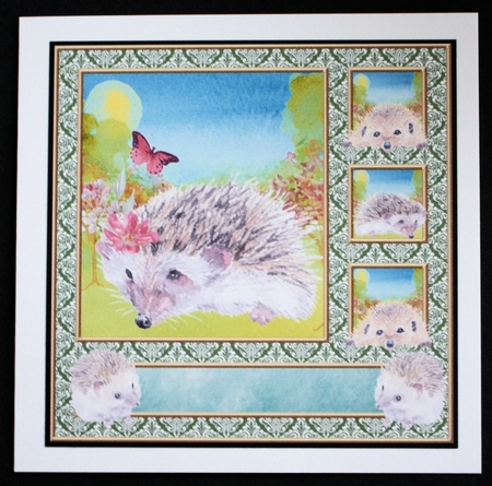 3 Quintet frame hedgehog card fronts/toppers by Marion Kimberley-Scott