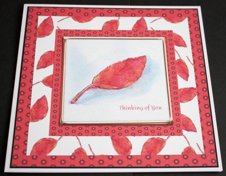 THINKING OF YOU AUTUMN LEAF: 6 by 6 Quick Card With Easy Decoupage & Commercial Use by Marion Kimberley-Scott