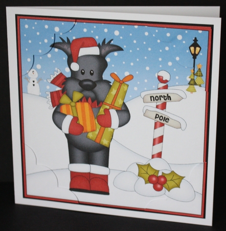 8 x 8 Christmas Scalloped Corner Topper - Hamish Scottie Dog by Marion Kimberley-Scott