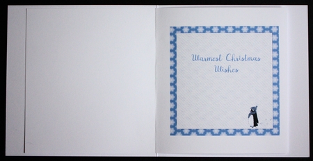 2 CUTE CHRISTMAS PENGUIN INSERTS: 1 Blank, 1 With Short Verse/Sentiment by Marion Kimberley-Scott