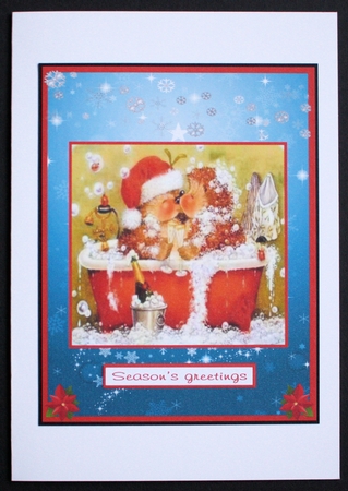 Happy Christmas greeting card with cute hedgehogs by Marion Kimberley-Scott