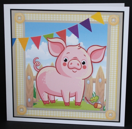 Cute Farmyard Pig 8x8 by Marion Kimberley-Scott