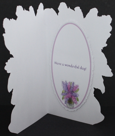LILACS: 3 Purple and Pink Floral Inserts/Mini Toppers, 1 Blank, 2 With Verse/Sentiments by Marion Kimberley-Scott