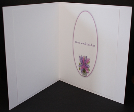 LILACS: 3 Purple and Pink Floral Inserts/Mini Toppers, 1 Blank, 2 With Verse/Sentiments by Marion Kimberley-Scott