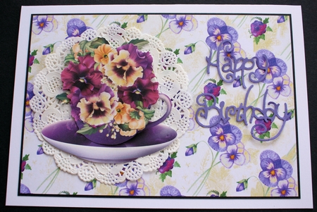 A4 Paper Pansies and Blossoms on Cream Background by Marion Kimberley-Scott