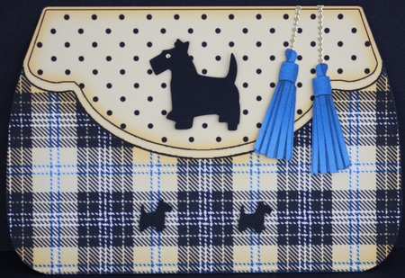 3D Shaped Card  Kit - Pretty Tartan & Polka Dot Fold Over Clutch Bag by Marion Kimberley-Scott