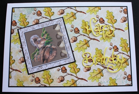 A4 Paper Acorns and Oak Leaves on Green Background by Marion Kimberley-Scott