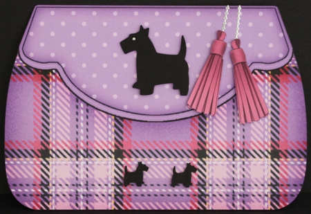 3D Shaped Card  Kit - Pretty Tartan & Polka Dot Fold Over Clutch Bag by Marion Kimberley-Scott