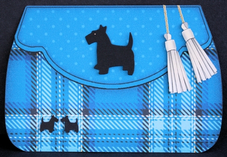 3D Shaped Card  Kit - Pretty Tartan & Polka Dot Fold Over Clutch Bag by Marion Kimberley-Scott