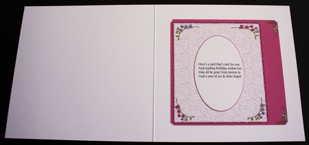BIRTHDAY FREESIA INSERT: Approx 7x7 Blank Insert, With 2 Additional Optional Verses by Marion Kimberley-Scott