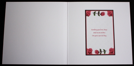 2 PINK ROSE INSERTS: 1 Blank, 1 With Short Verse/Sentiment by Marion Kimberley-Scott